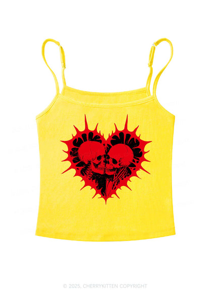 Spiked Heart Skulls Valentine's Day Y2K Spaghetti Strap Cami Cherrykitten