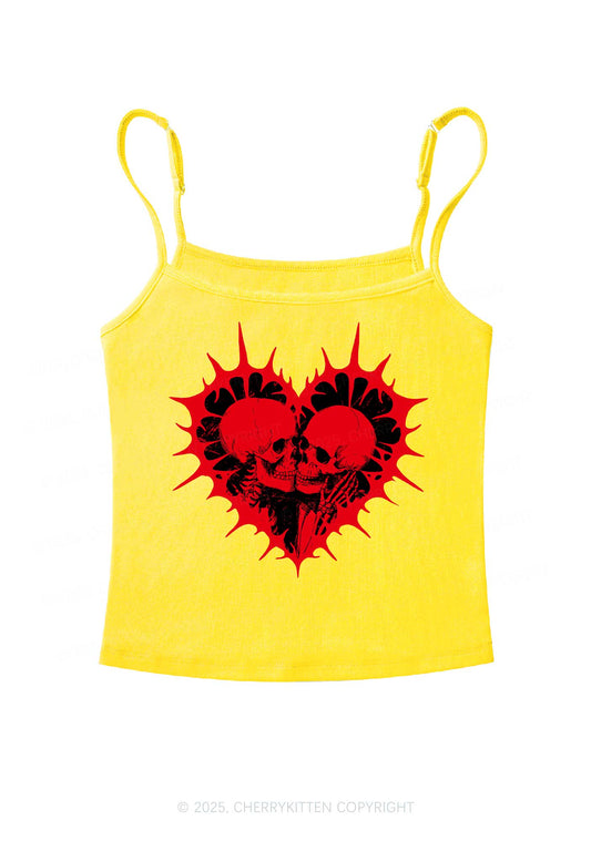 Spiked Heart Skulls Valentine's Day Y2K Spaghetti Strap Cami Cherrykitten