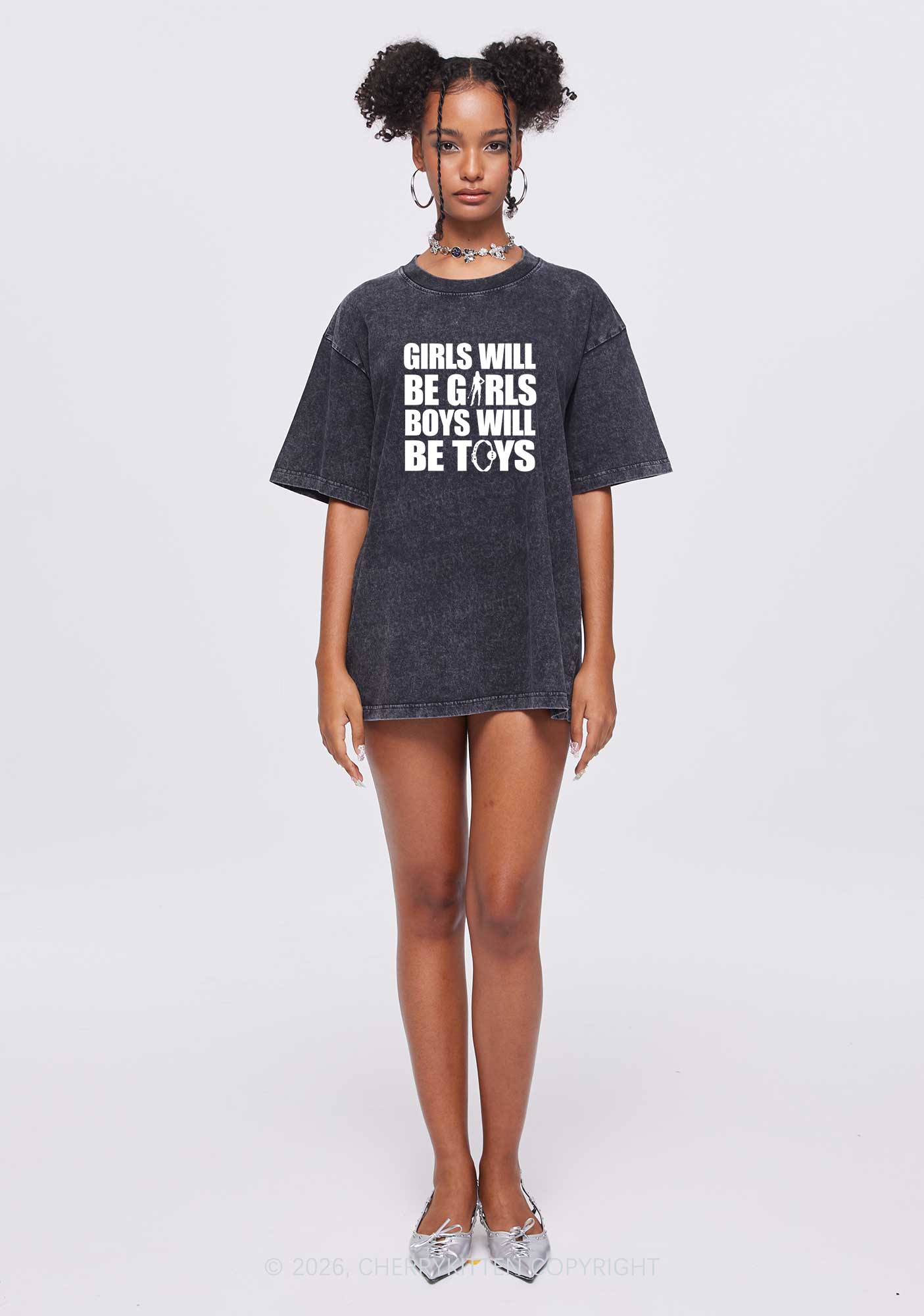 Girls Toys Y2K Shirts Washed Tee Cherrykitten