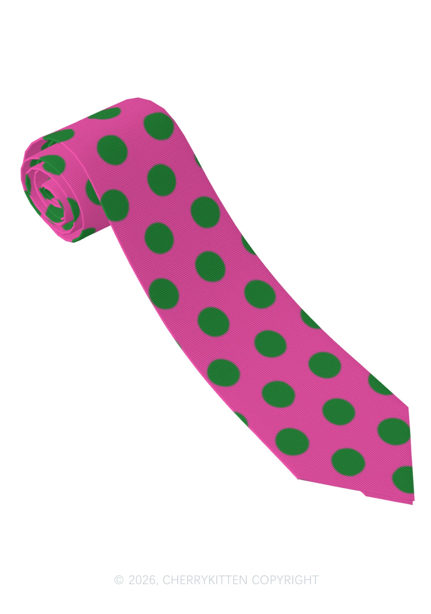Green Dots On Pink Y2K Necktie Cherrykitten