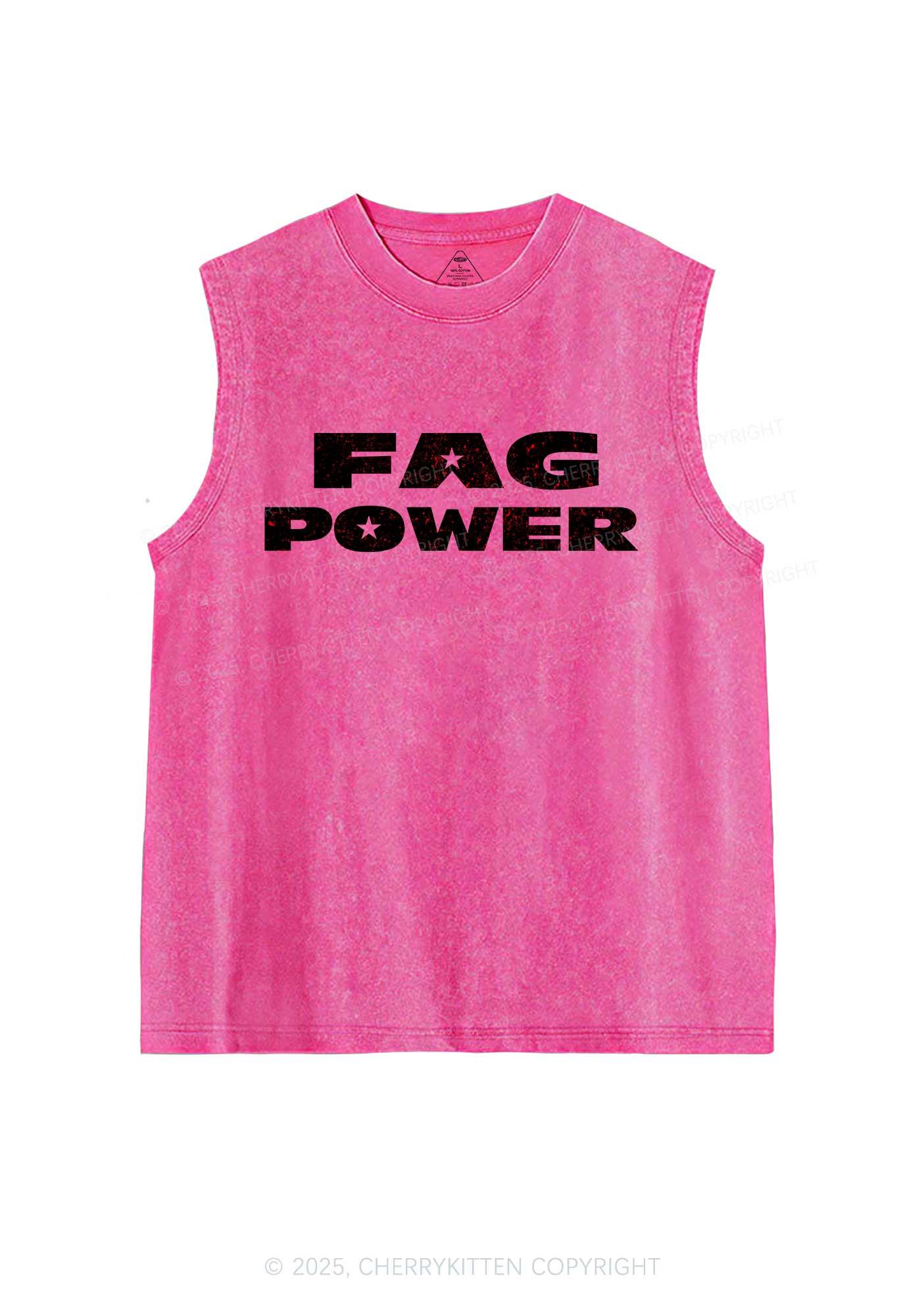 Fag Power Pride Y2K Washed Muscle Tank Cherrykitten