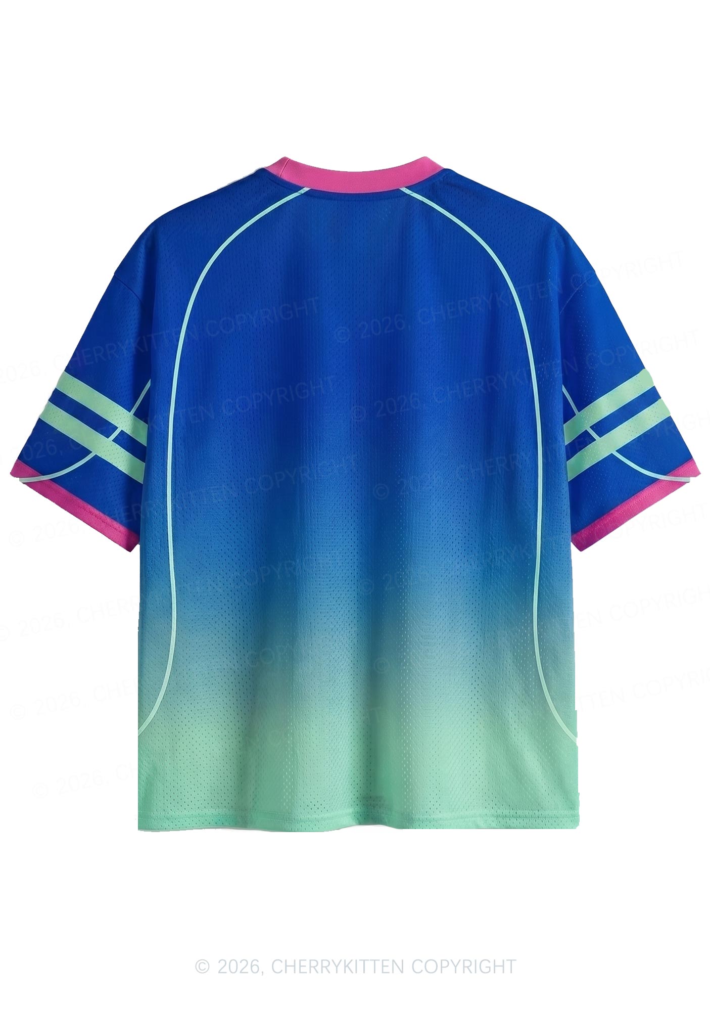 Blue Green Gradient Ketamxxe Y2K Sport Jersey Shirts Cherrykitten