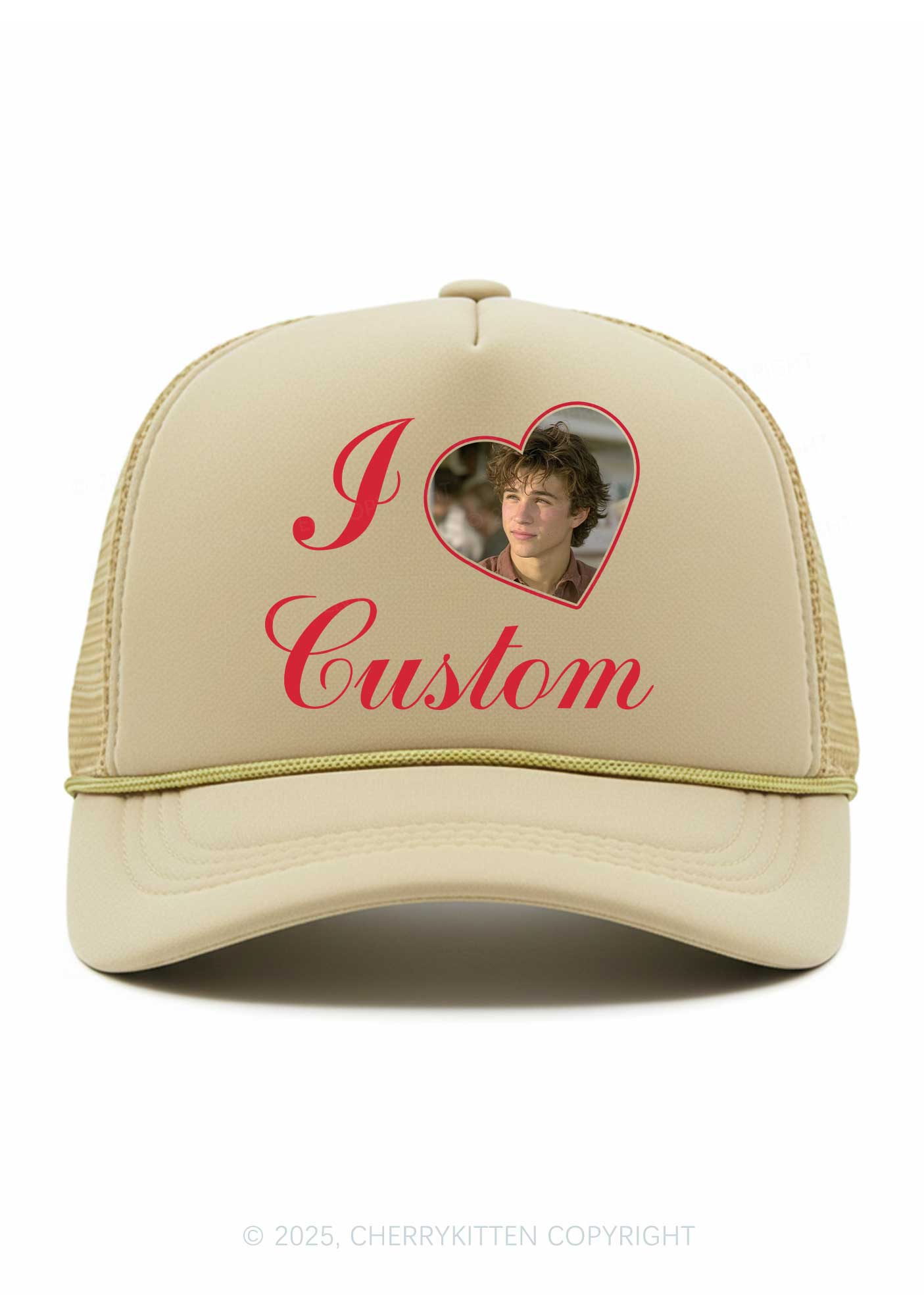I Love Custom Photo Valentine's Day Y2K Trucker Hat Cherrykitten