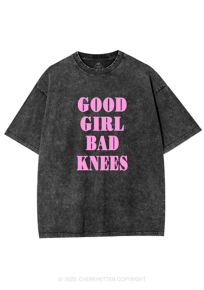 Good Girl Bad Knees Y2K Shirts Washed Tee Cherrykitten