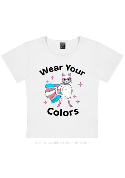 Transgender Flag Cat Pride Y2K Baby Tee Cherrykitten