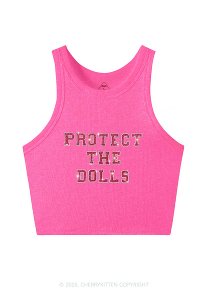 Rhinestone Protect The Dolls Pride Y2K Crop Tank Top Cherrykitten