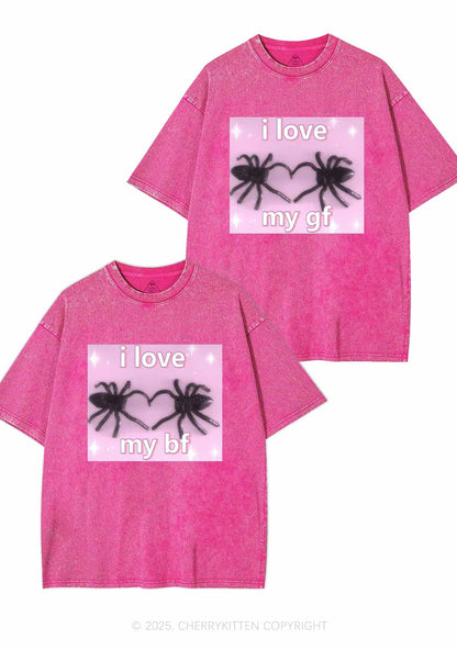 Love My Spider BF GF Y2K Valentine's Day Washed Tee Cherrykitten