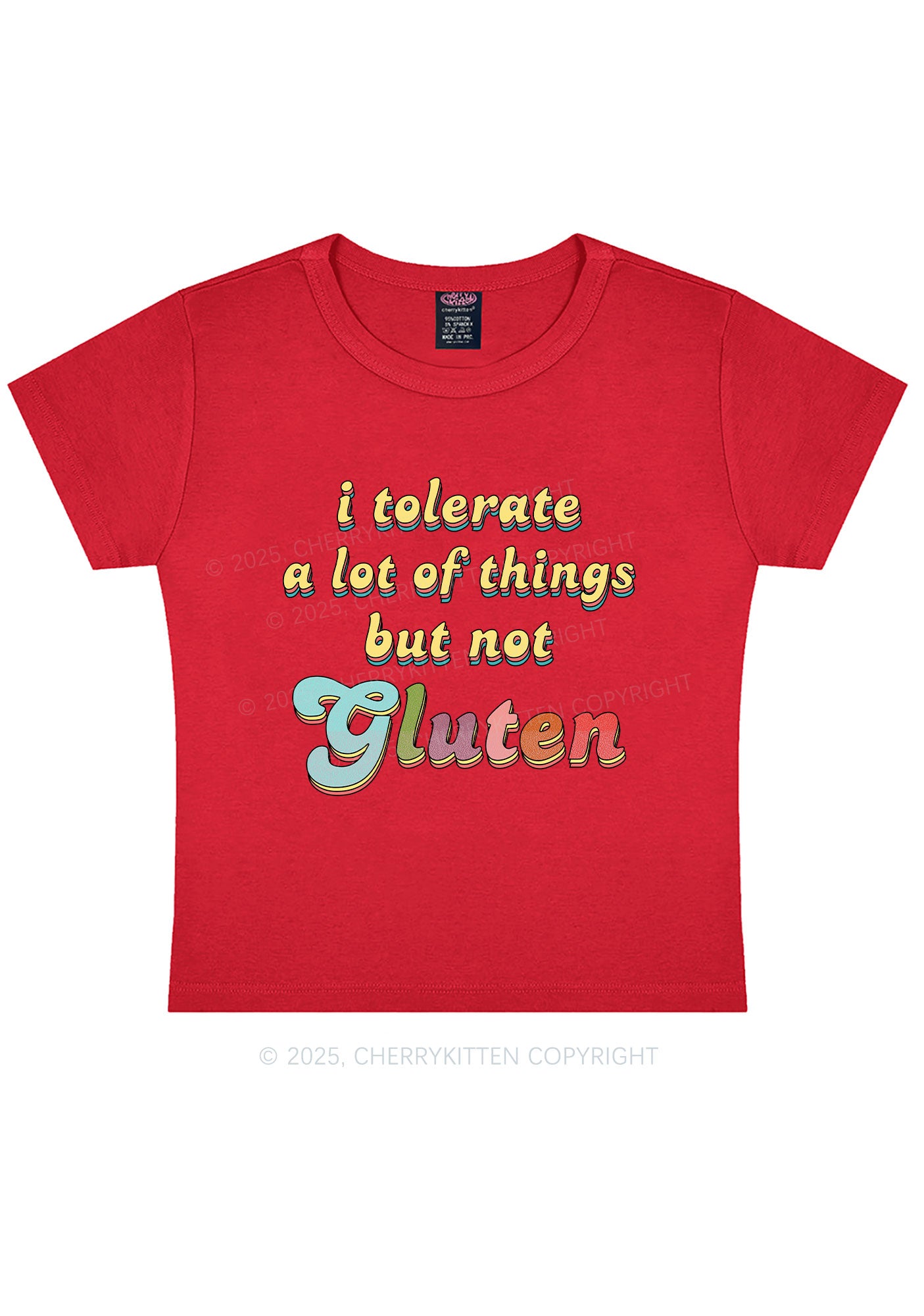 Tolerate Gluten Y2K Baby Tee Cherrykitten