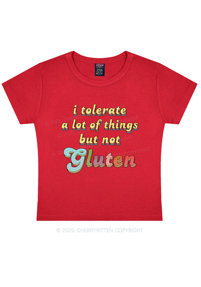 Tolerate Gluten Y2K Baby Tee Cherrykitten