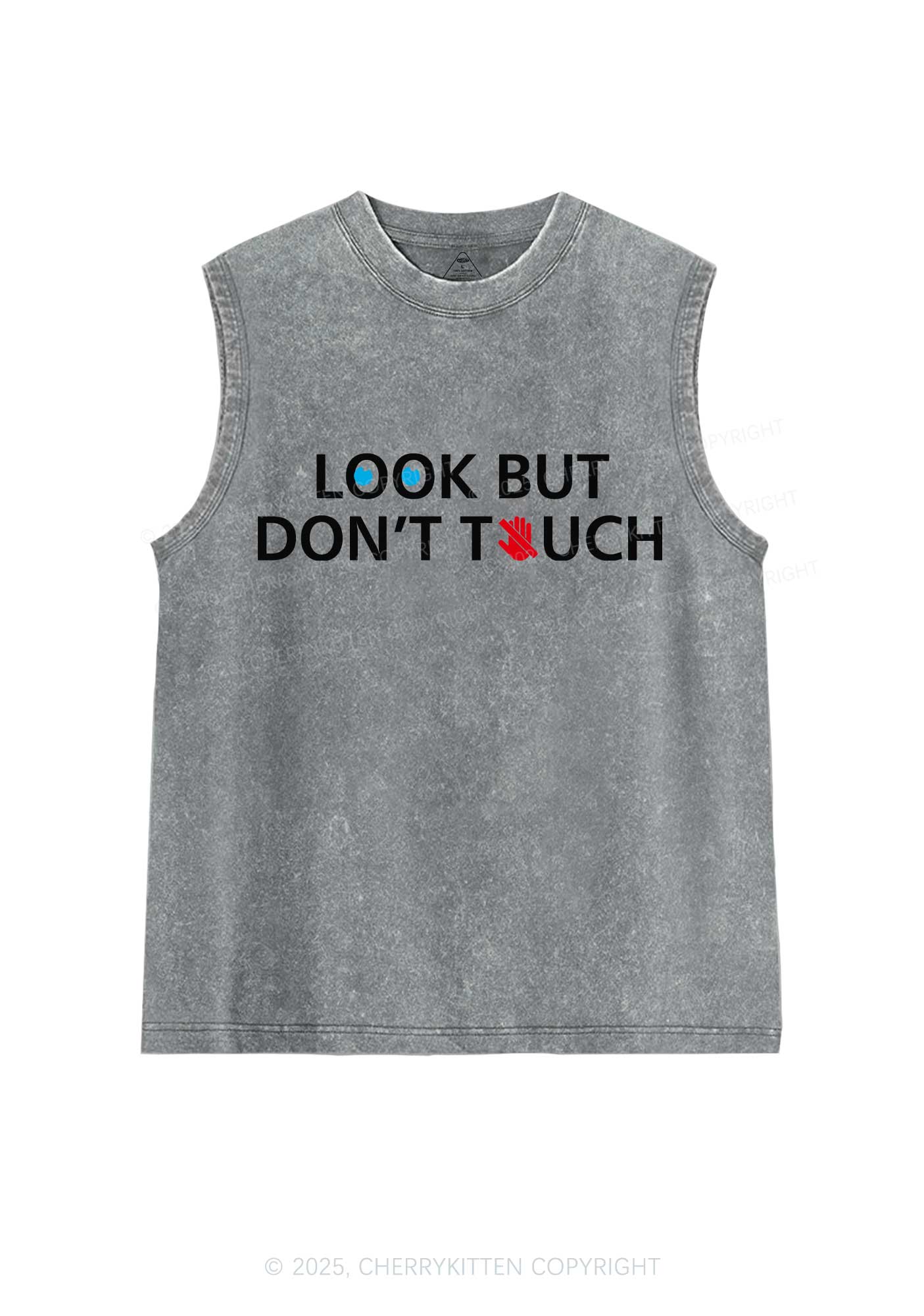 Look Dont Touch Y2K Washed Muscle Tank Cherrykitten