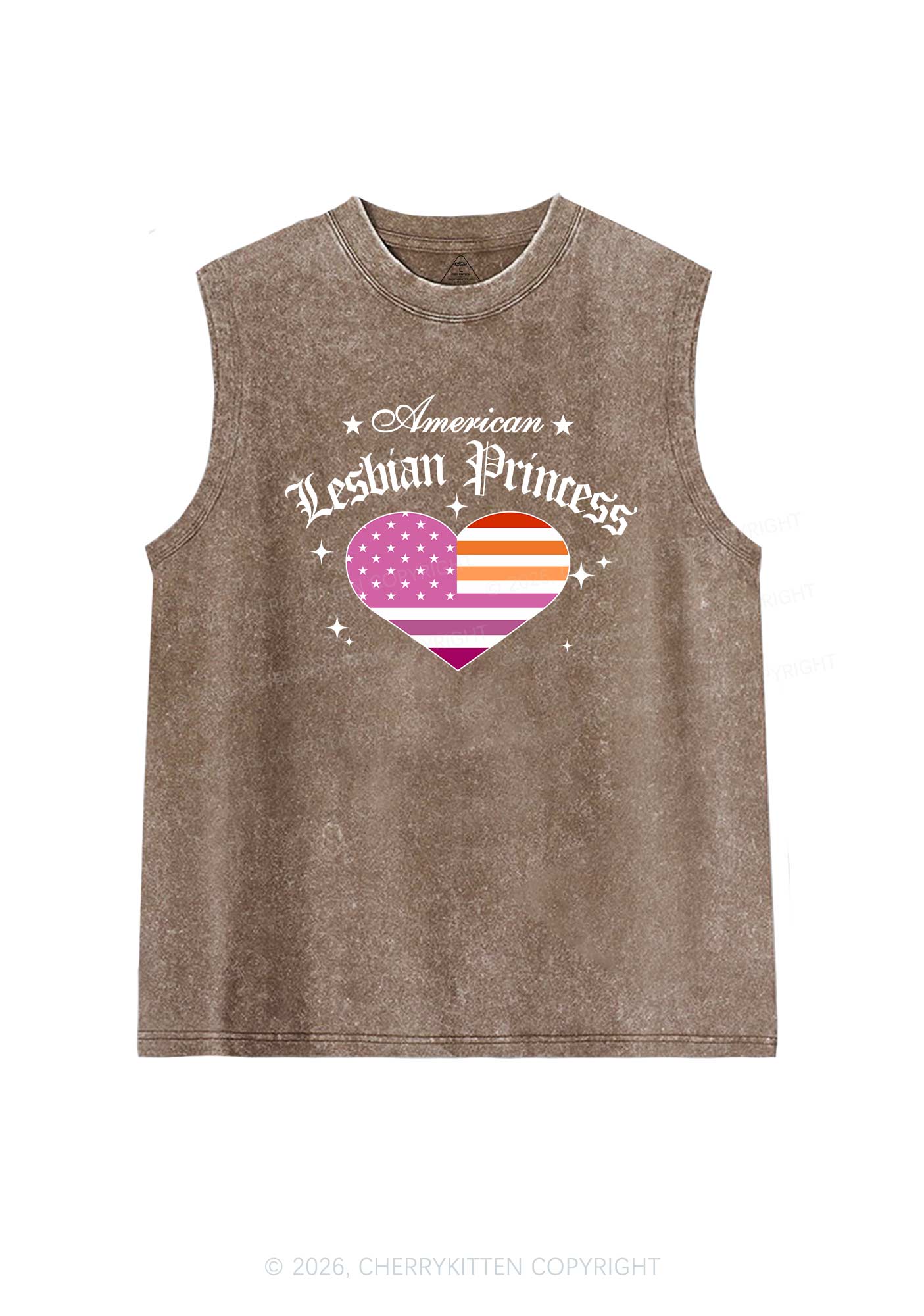 American Lesbian Princess Flag Pride Y2K Washed Muscle Tank Cherrykitten