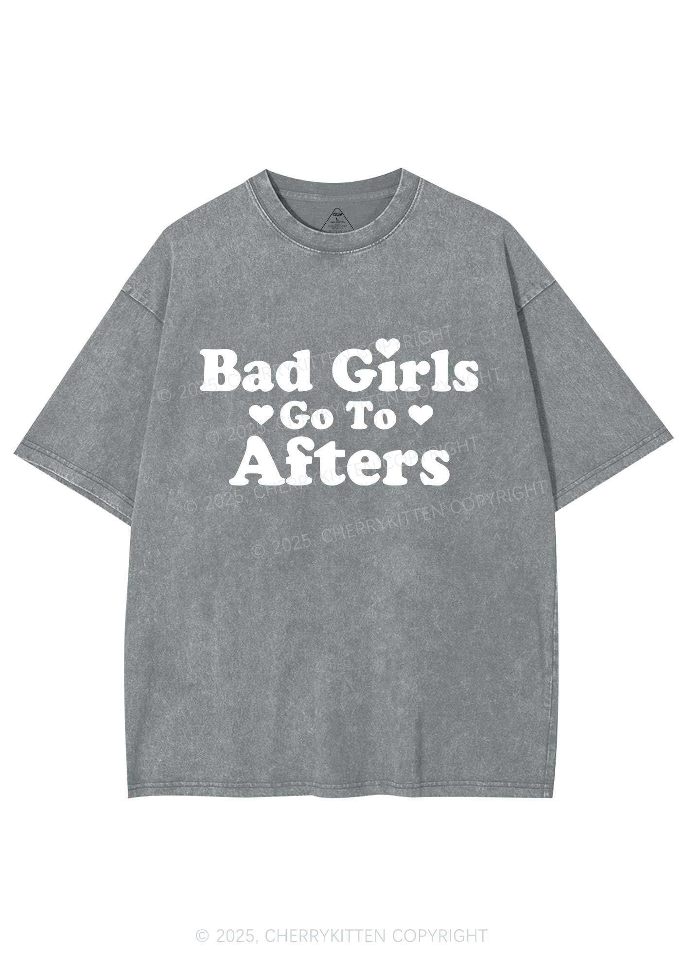 Bad Girls Go Afters Y2K Shirts Washed Tee Cherrykitten