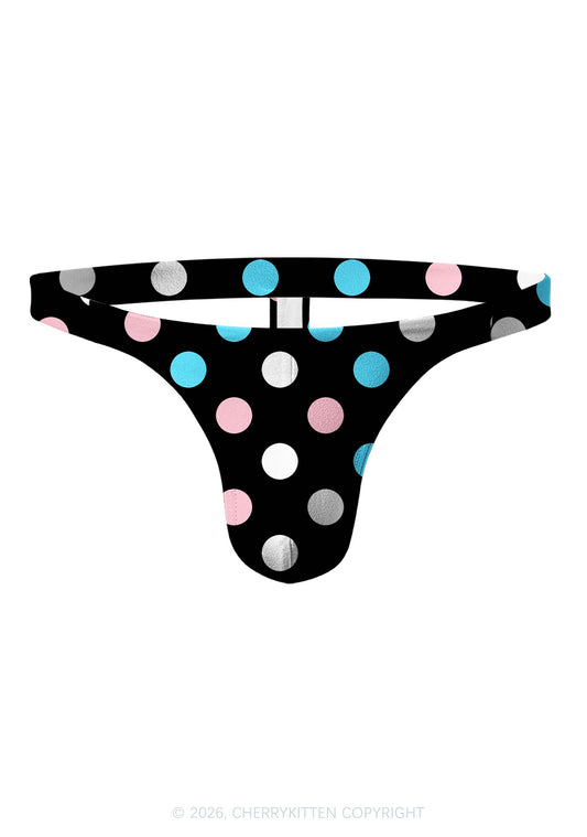 Trans Dots On Black Pride Y2K Print Men Thong Cherrykitten