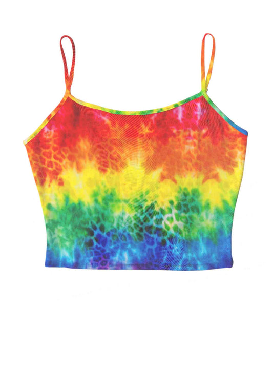 Rainbow Leopard Tie Dye Pride Y2K Mesh Cami Tank Cherrykitten