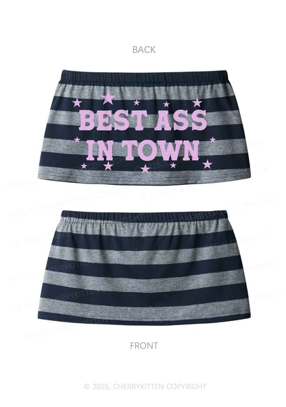 Best In Town Y2K Navy Grey Striped Mini Skirt Cherrykitten