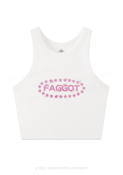 Rhinestone Pink Faggot Stars Pride Y2K Crop Tank Top Cherrykitten