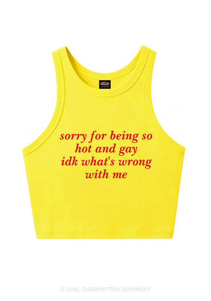 Sorry For Being Gay Pride Y2K Crop Tank Top Cherrykitten