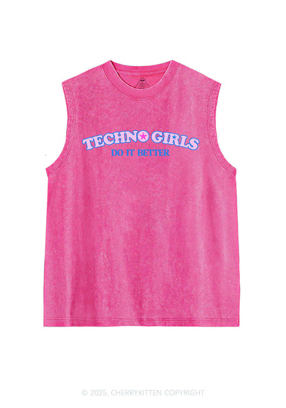 Techno Girl Do Better Y2K Washed Muscle Tank Cherrykitten