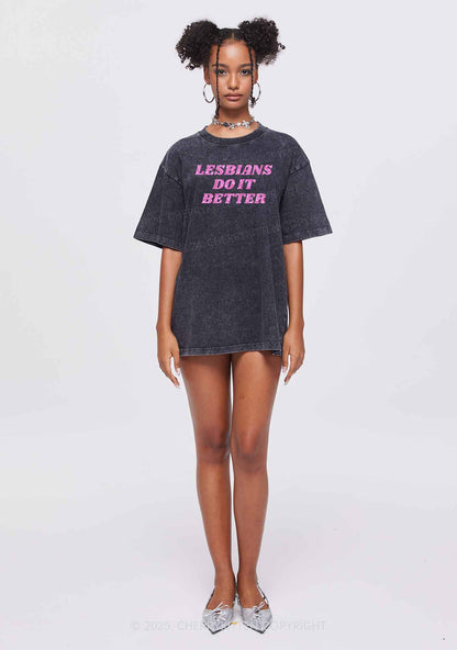 Glitter Lesbians Do It Better Pride Y2K Shirts Washed Tee Cherrykitten