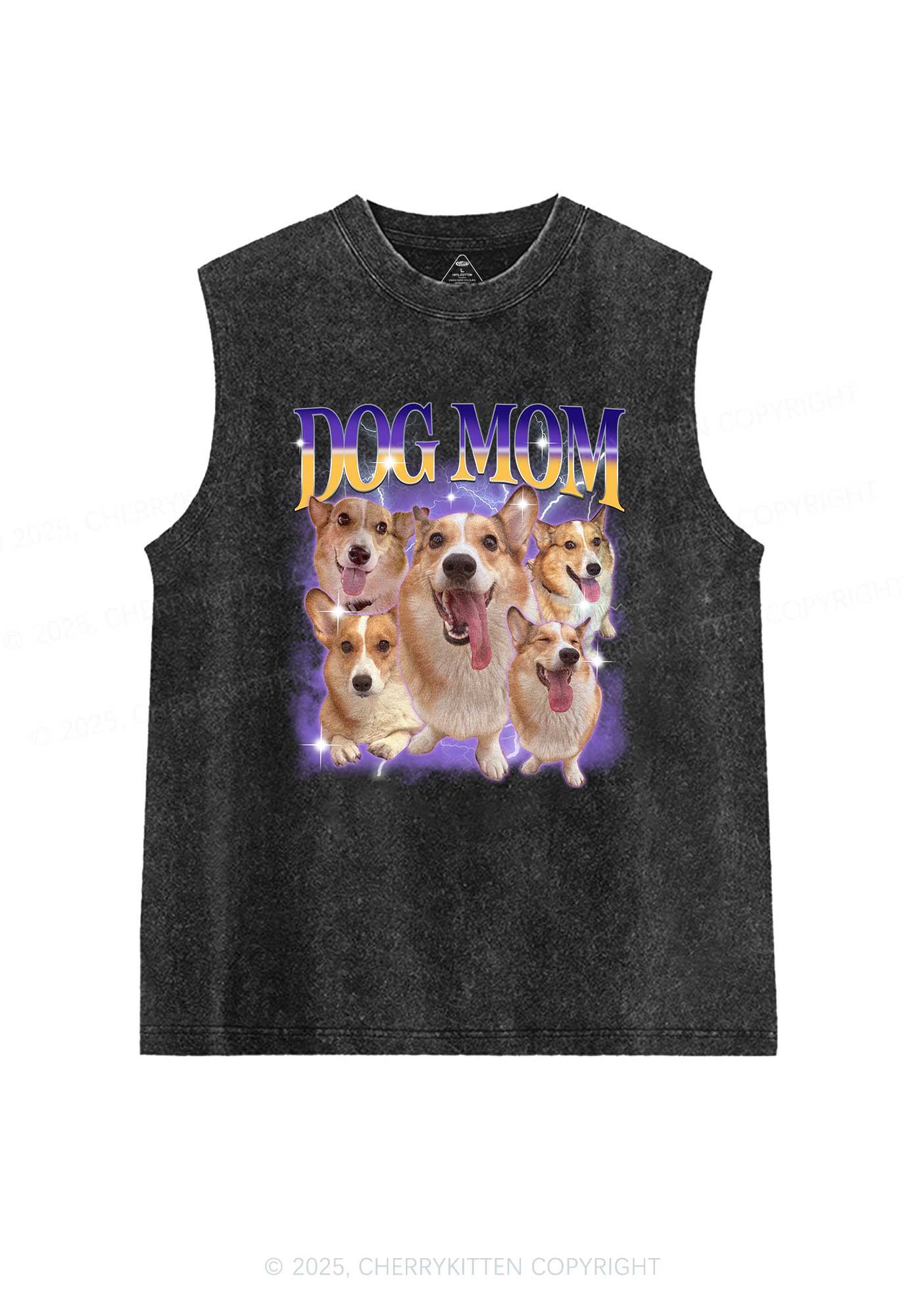 Custom Photo Dog Mom Y2K Washed Muscle Tank Cherrykitten
