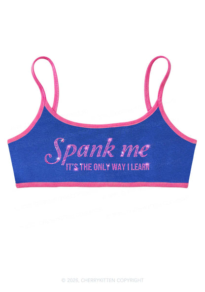 Rhinestone Spank Me Y2K Super Crop Cami Cherrykitten