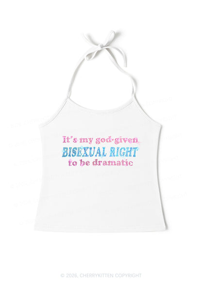 Rhinestone God Given Bisexual Right Pride Y2K Halter Neck Cami Cherrykitten