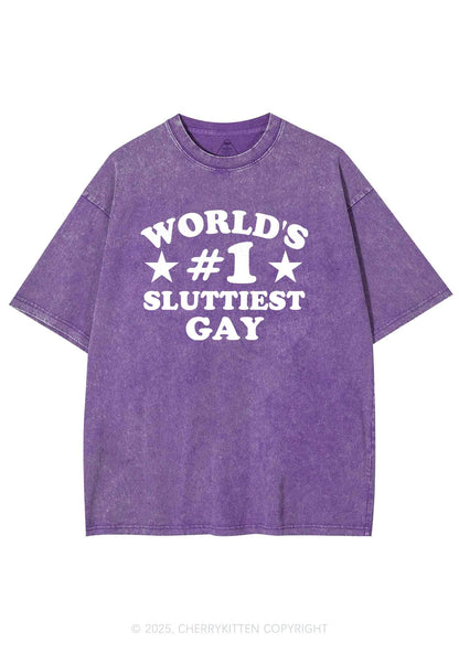 Worlds First Slxttiest Gay Pride Y2K Shirts Washed Tee Cherrykitten