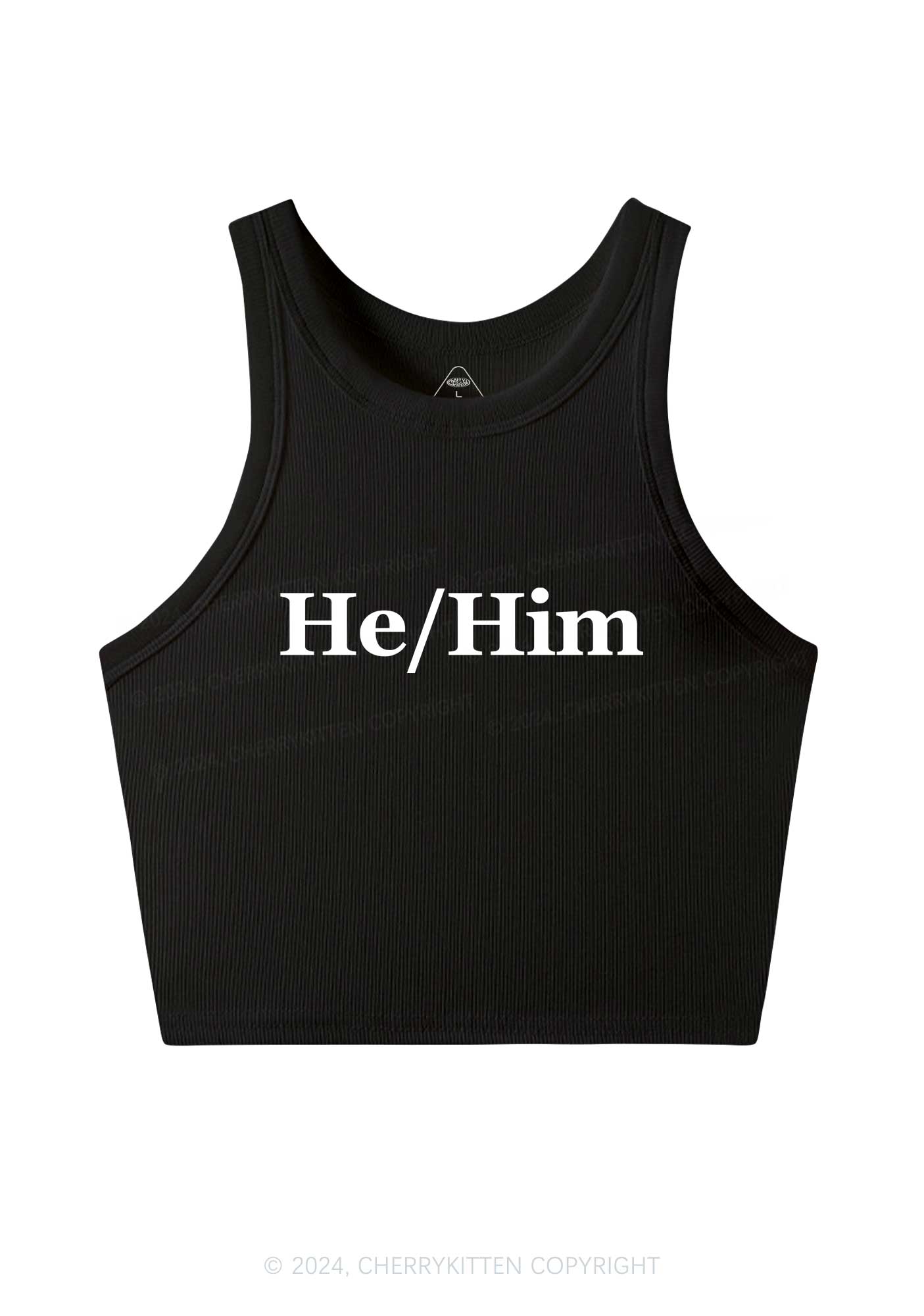 He Or Him Y2K Crop Tank Top Cherrykitten