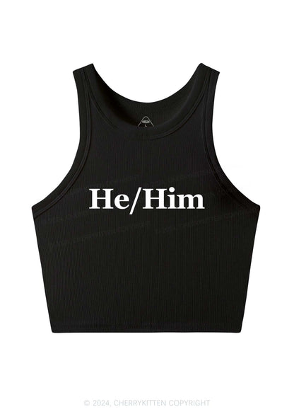 He Or Him Y2K Crop Tank Top Cherrykitten