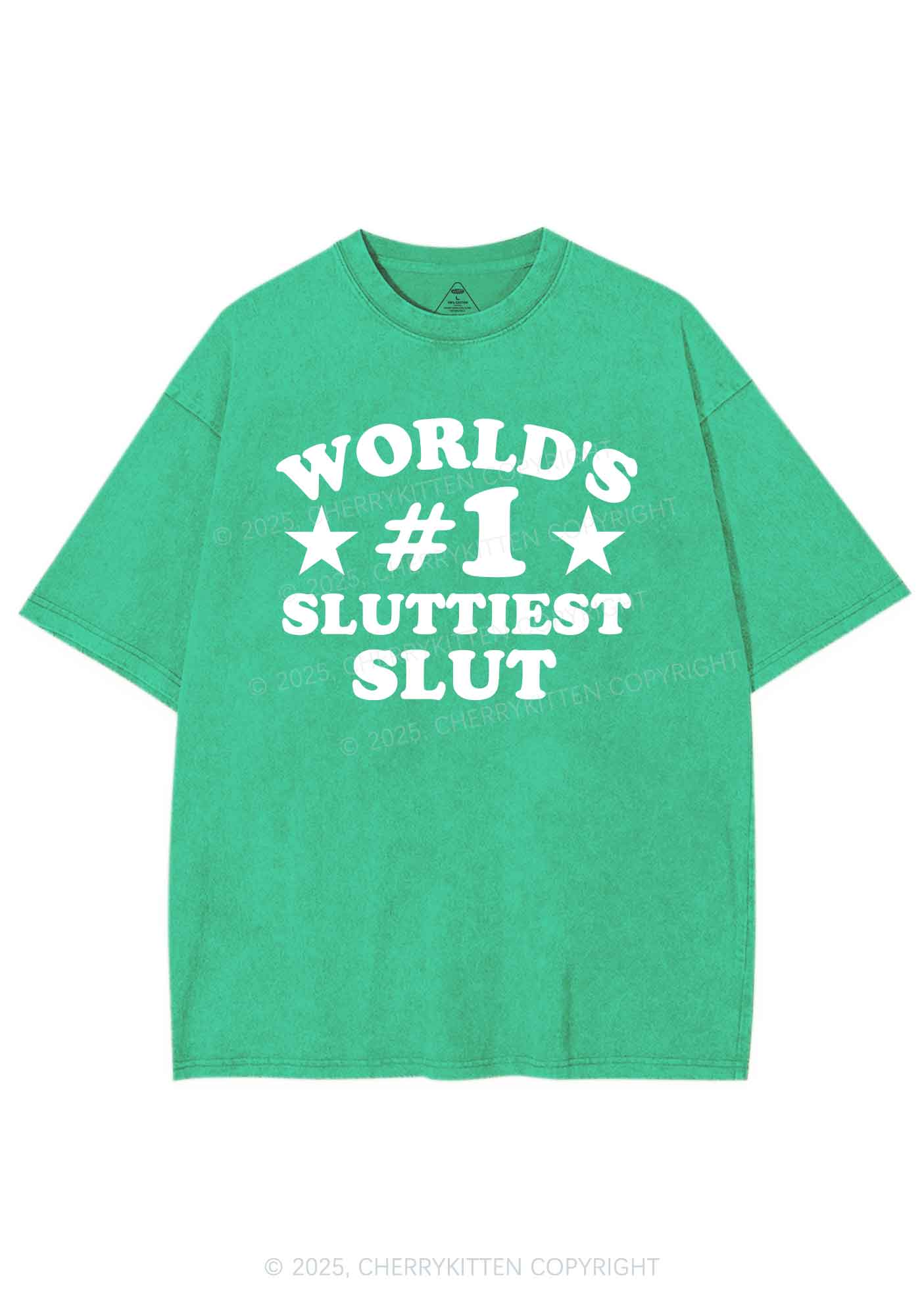 Worlds First Slxttiest Slxt Y2K Shirts Washed Tee Cherrykitten