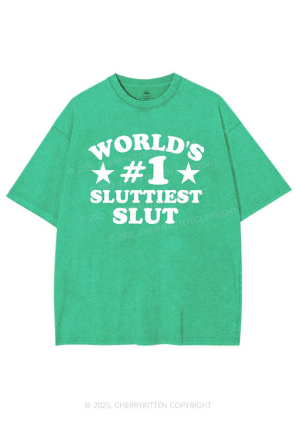 Worlds First Slxttiest Slxt Y2K Shirts Washed Tee Cherrykitten