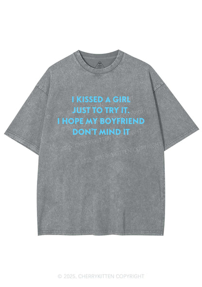I Just Kissed A Girl Pride Y2K Shirts Washed Tee Cherrykitten
