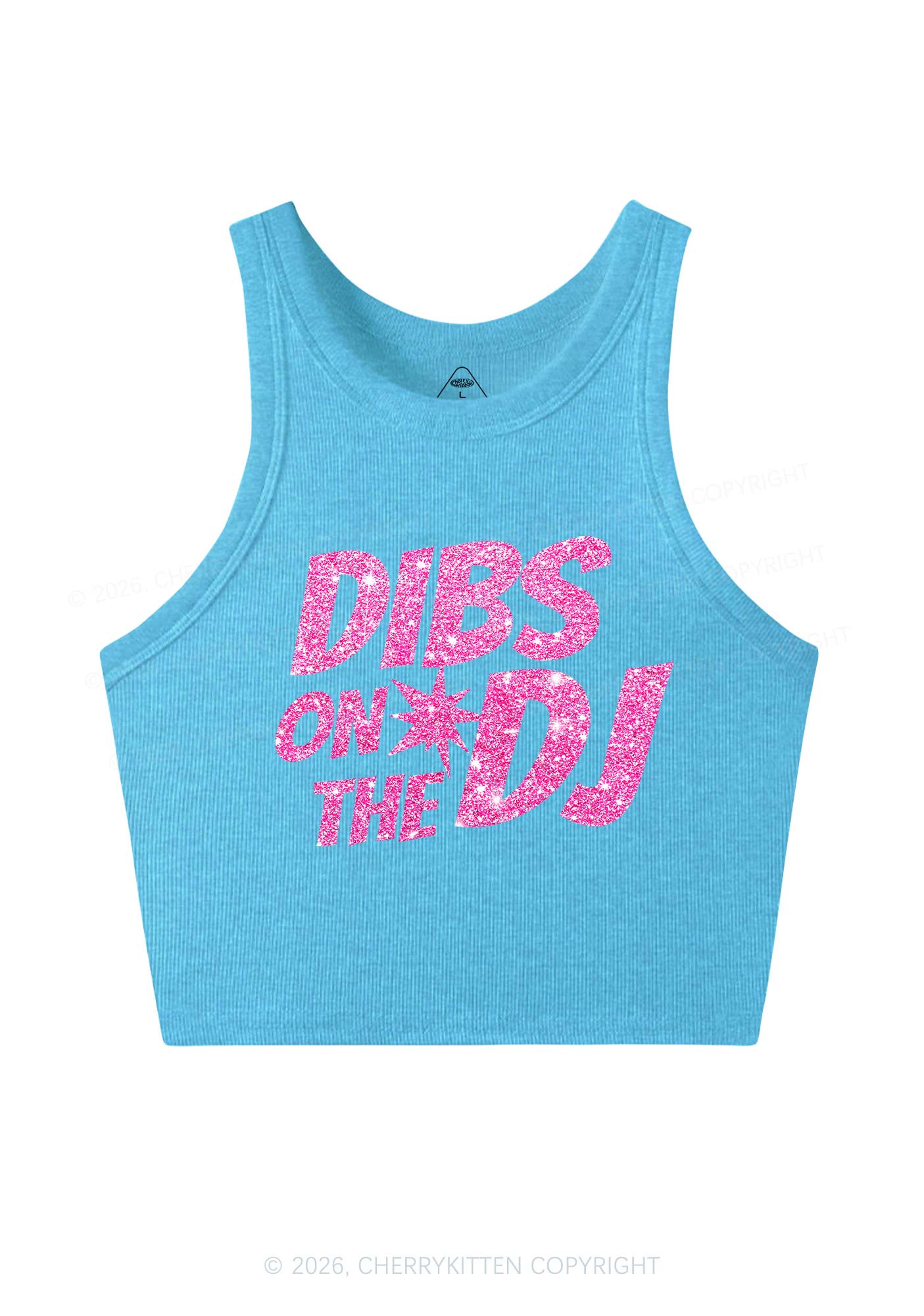 Glitter Dibs On The DJ Y2K Crop Tank Top Cherrykitten