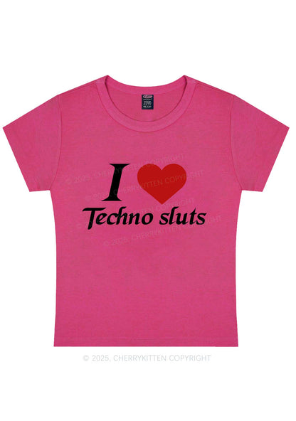 I Love Techno Slxts Y2K Baby Tee Cherrykitten
