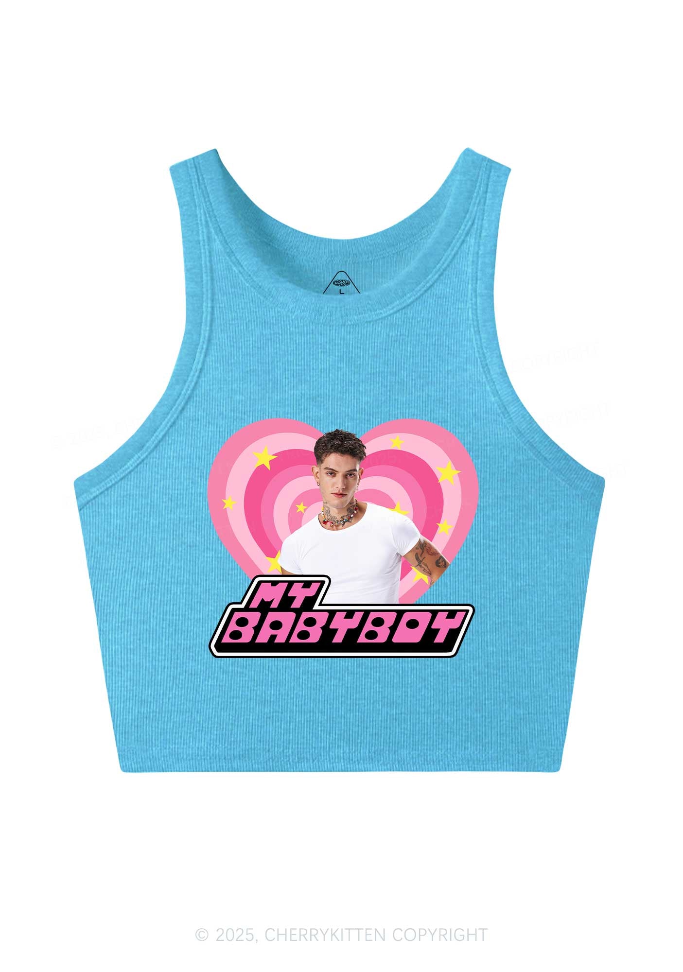 Custom Love My Babyboy Y2K Crop Tank Top Cherrykitten