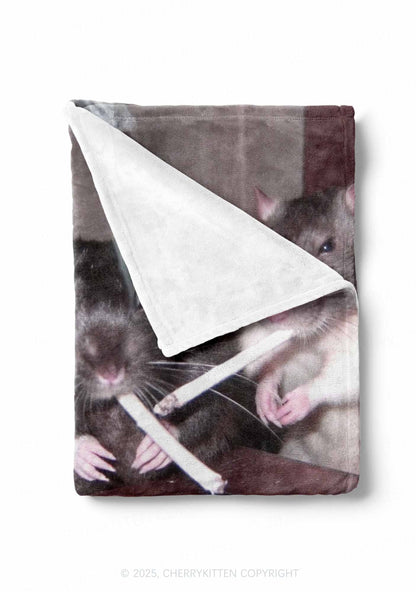 Smoking Rats Y2K Plush Blanket Cherrykitten