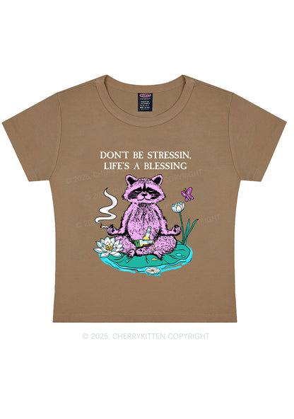 Dont Stress Raccoon Y2K Baby Tee Cherrykitten