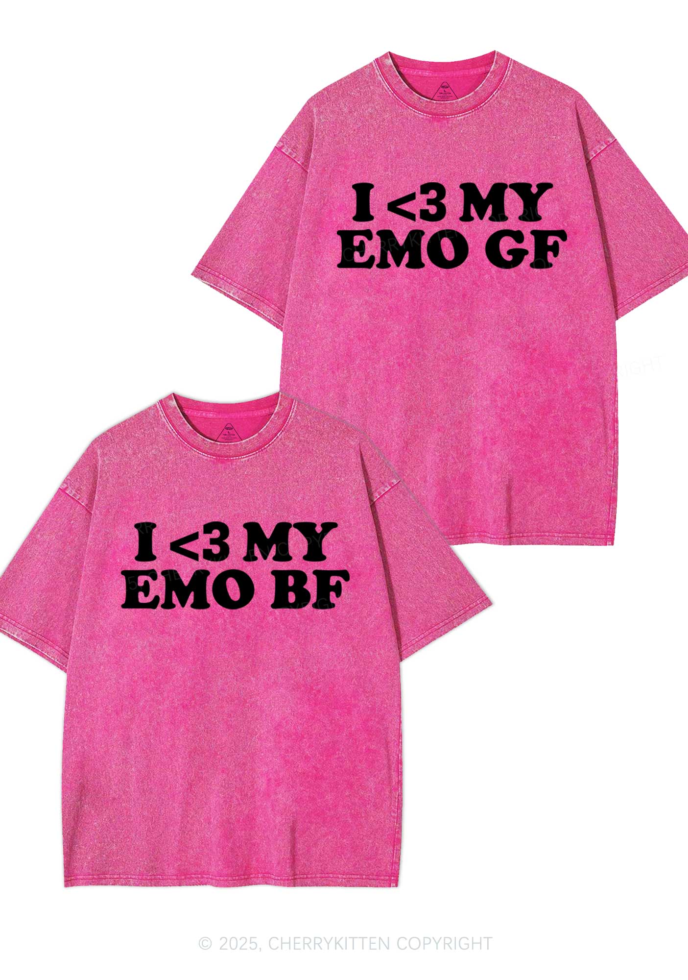 I Love My Emo BF GF Y2K Valentine's Day Washed Tee Cherrykitten