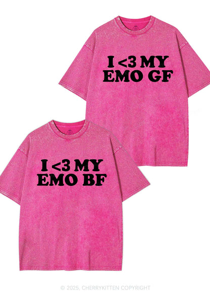 I Love My Emo BF GF Y2K Valentine's Day Washed Tee Cherrykitten