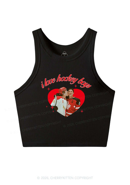 I Love Hockey Boys HR Y2K Crop Tank Top Cherrykitten