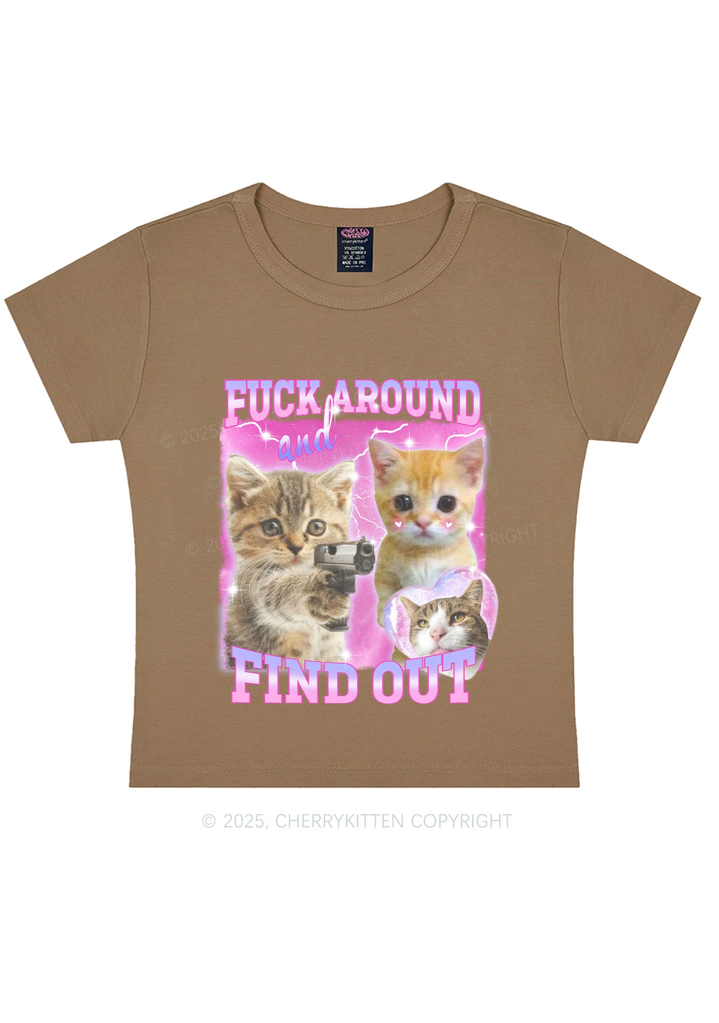 Fxxk Around Cats Y2K Baby Tee Cherrykitten