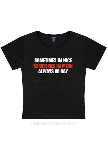 Sometimes Im Mean Y2K Baby Tee Cherrykitten