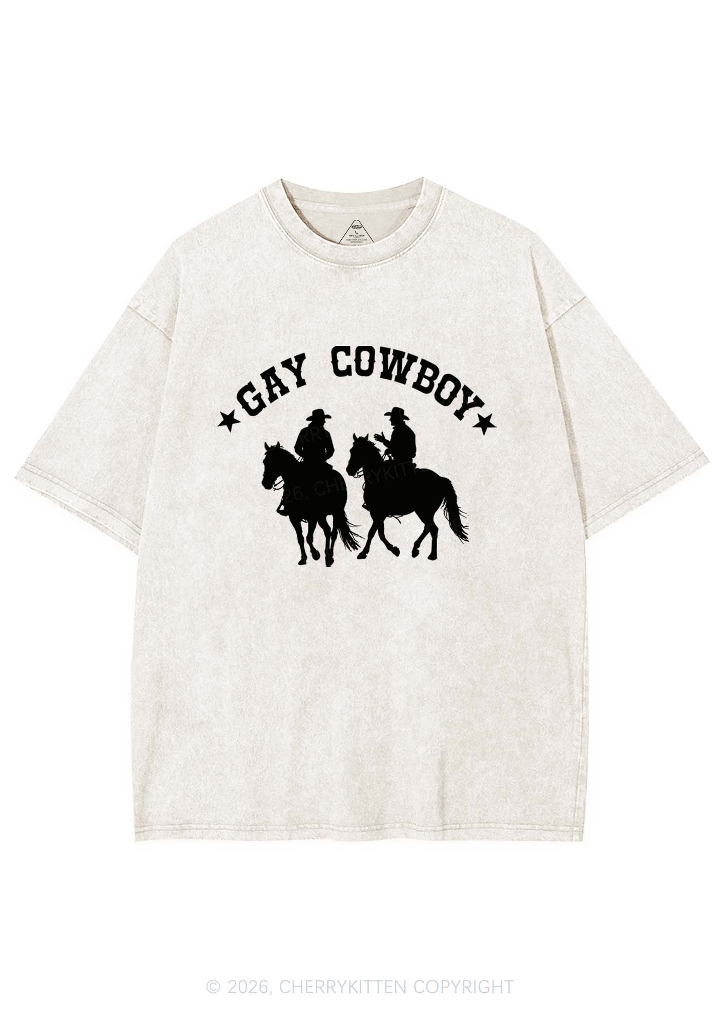 Gay Cowboy Pride Y2K Shirts Washed Tee Cherrykitten