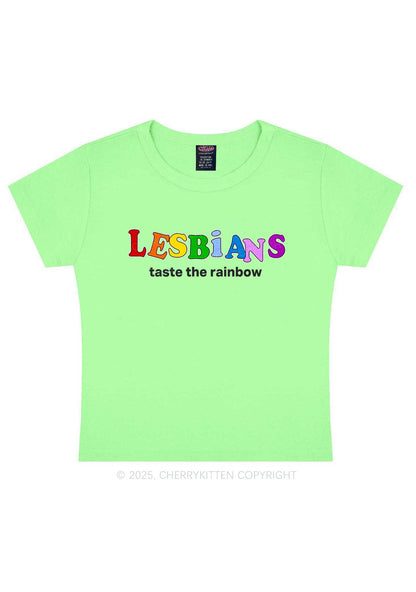 Lesbians Taste The Rainbow Y2K Baby Tee Cherrykitten