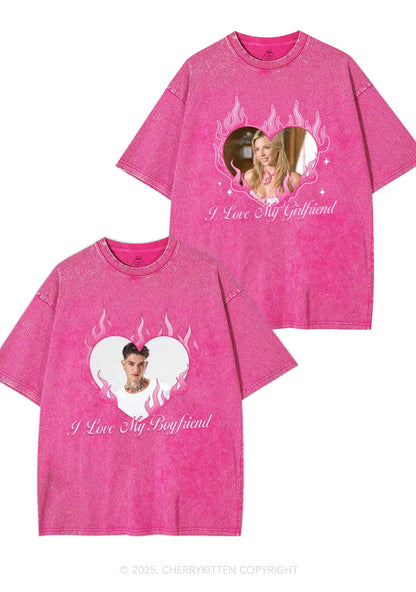Custom I Love My GF BF Y2K Valentine's Day Washed Tee Cherrykitten