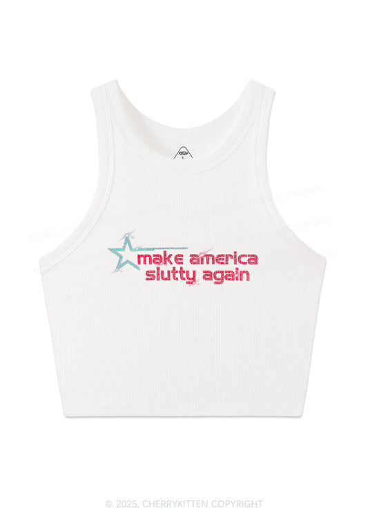 Rhinestone Make America Slxtty Again Y2K Crop Tank Top Cherrykitten
