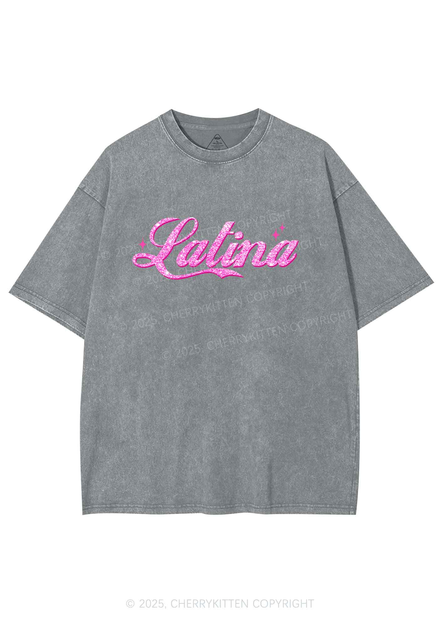 Pink Latina Y2K Washed Tee Cherrykitten