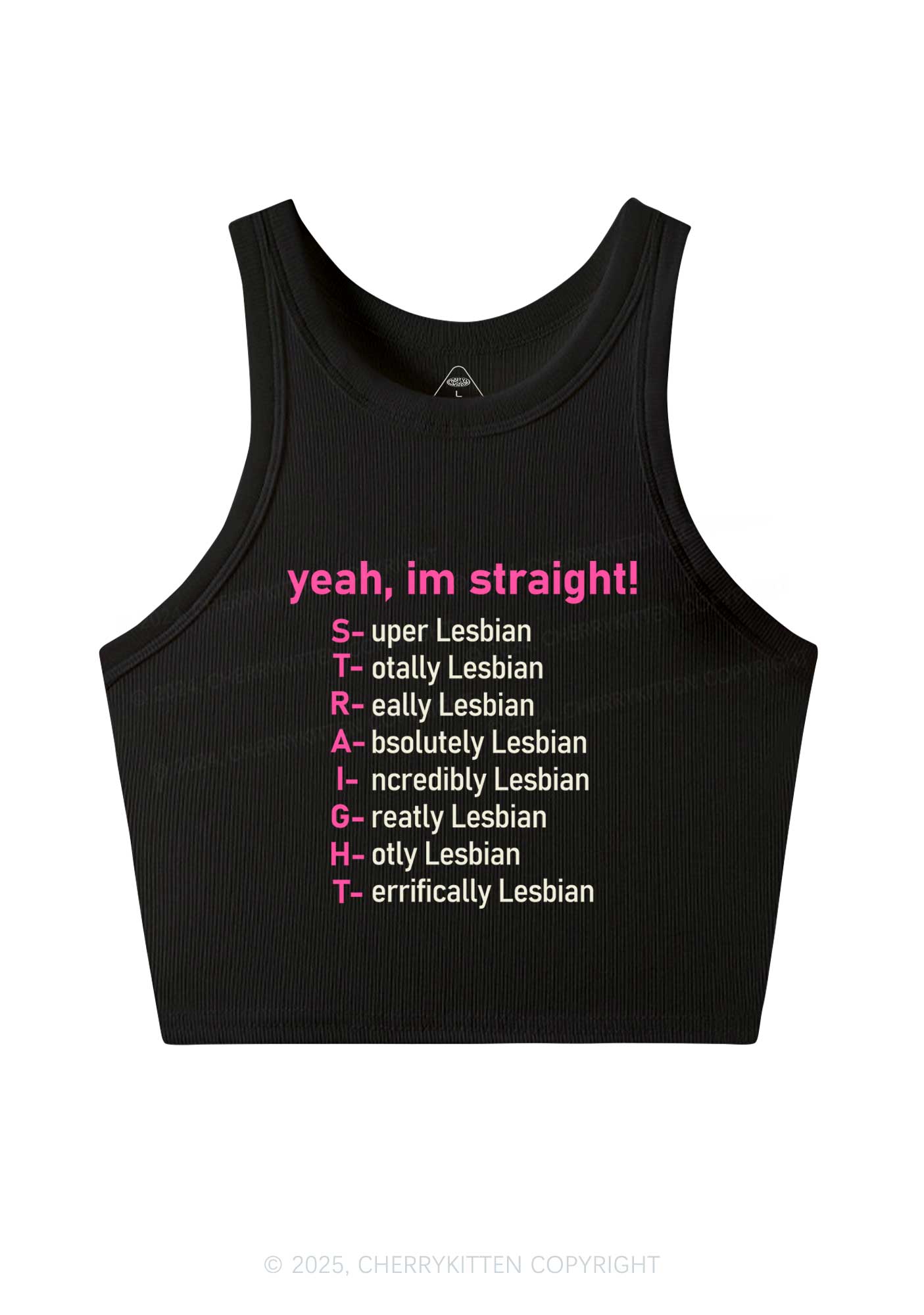 Straight Lesbian Y2K Crop Tank Top Cherrykitten