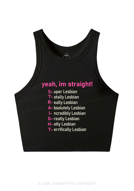 Straight Lesbian Y2K Crop Tank Top Cherrykitten