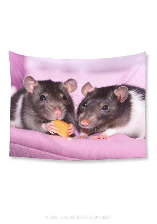 Cheese Rat Flag Y2K Tapestry Cherrykitten